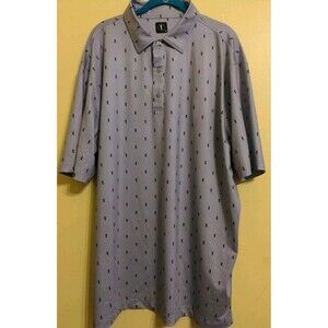 USAG Polo Golf Shirt Men's Gray AOP Golfer U Suck At Golf Stretch Sz 3XL